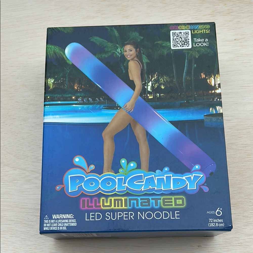 PoolCandy Illuminated LED Super Noodle 72 Inch Color Changing Inflatable Float